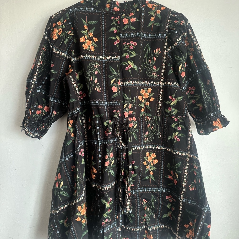 entro Black Floral Mini Dress with Orange & Pink Blooms - Picture 6 of 7